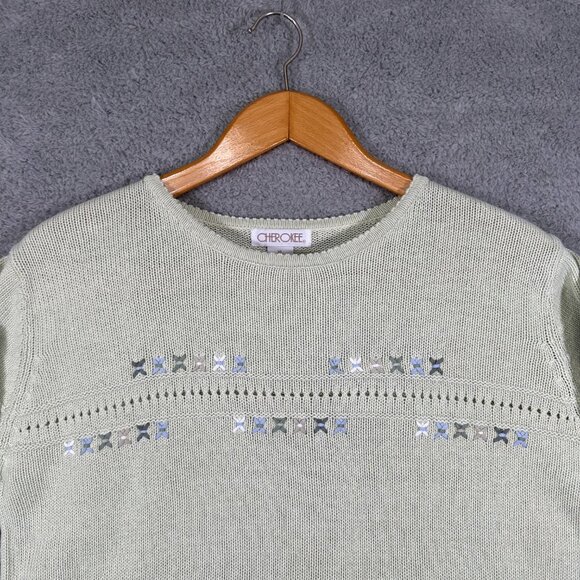 Cherokee women’s embroidered light green sweater Size XL - Picture 3 of 10